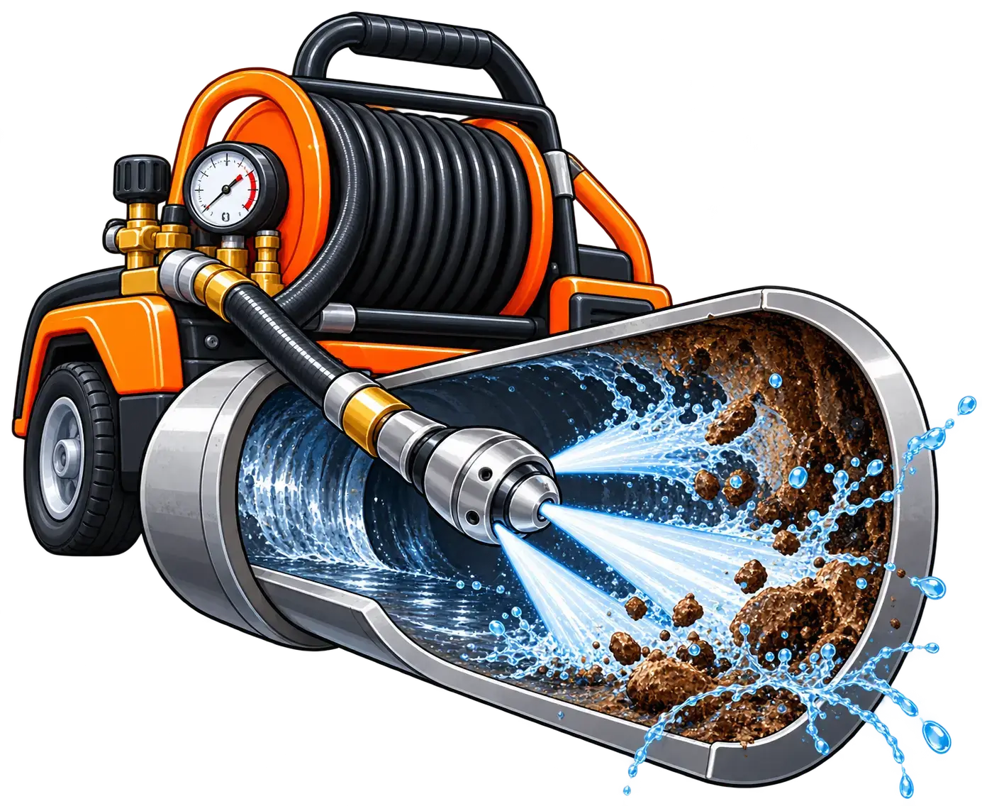 Hochdruck-Rohrreinigung mit Wasserstrahl Icon
