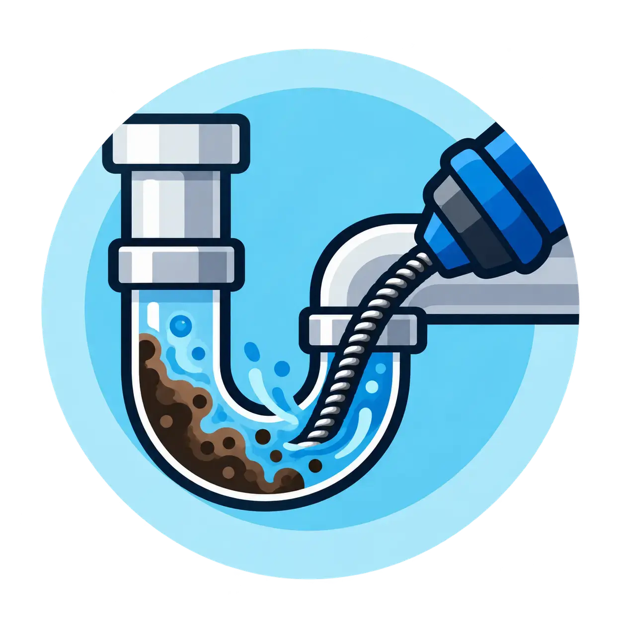 Rohrreinigung im blauen Emblem
